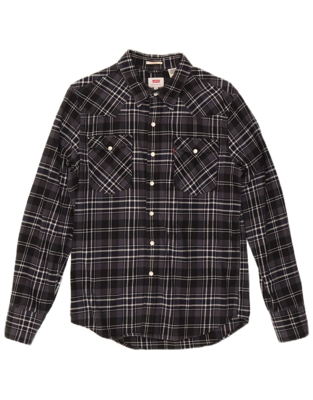 LEVI'S Camicia da uomo in flanella elasticizzata piccolo cotone a quadri neri