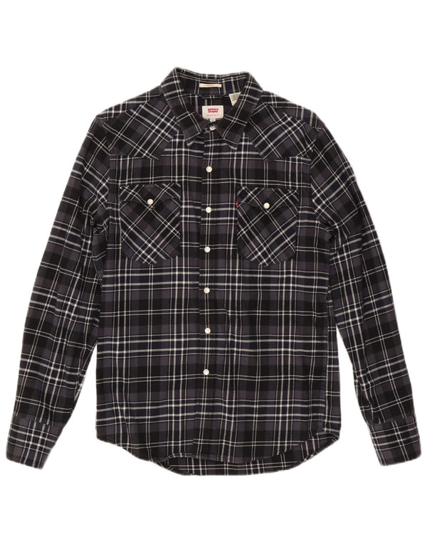LEVI'S Camicia da uomo in flanella elasticizzata piccolo cotone a quadri neri