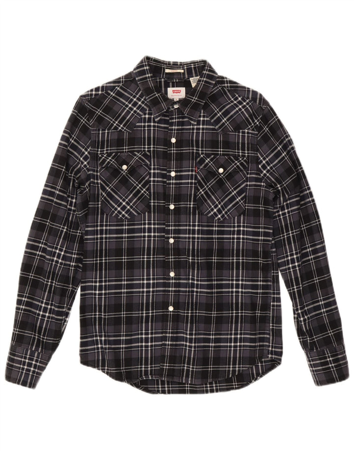LEVI'S Camicia da uomo in flanella elasticizzata piccolo cotone a quadri neri