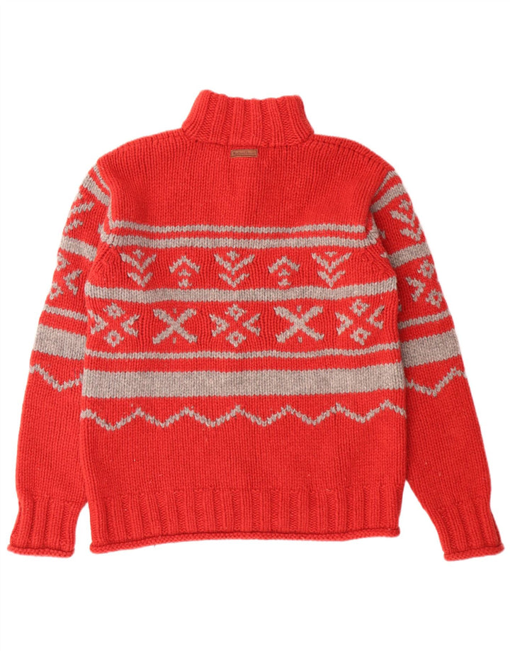 Marlboro Classics Maglione da donna con collo con zip Maglione grande lana Fair Isle rossa