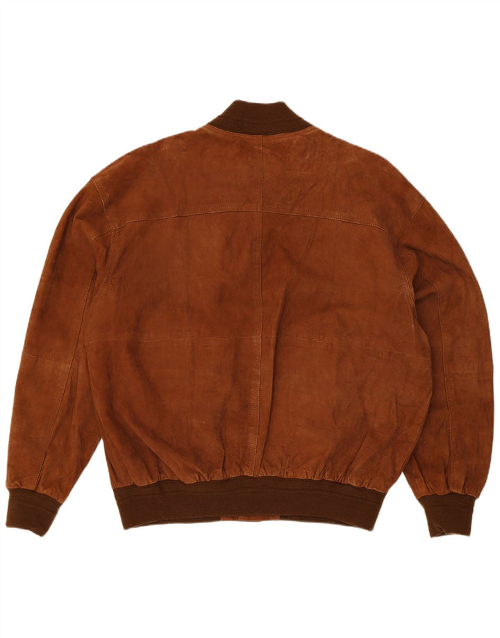 Giubbotto bomber vintage in pelle scamosciata da uomo IT 52 XL in pelle marrone