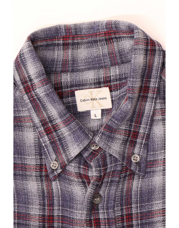 Calvin Klein Jeans Camicia da uomo in flanella a quadri blu grandi