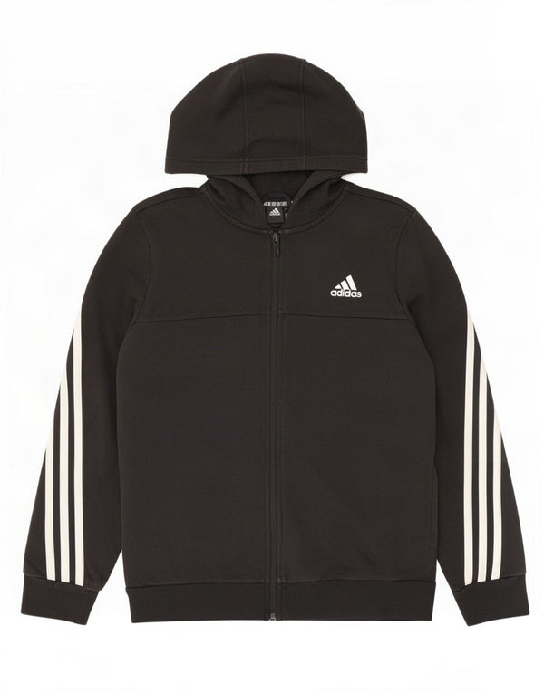 Felpa con cappuccio e zip Adidas da bambino 13-14 anni in cotone nero