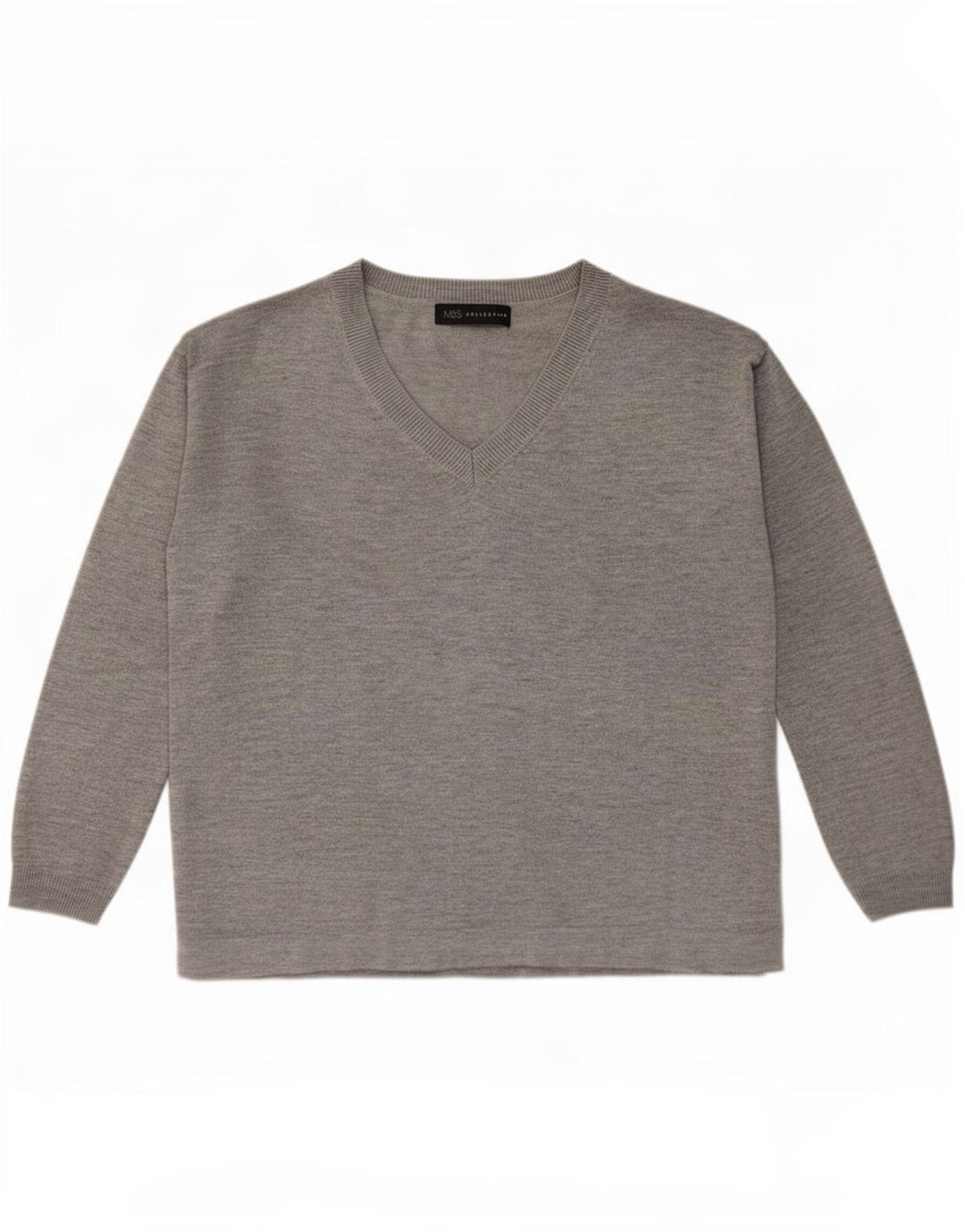 Maglione oversize con scollo a V da donna Marks & Spencer UK 10 piccolo grigio