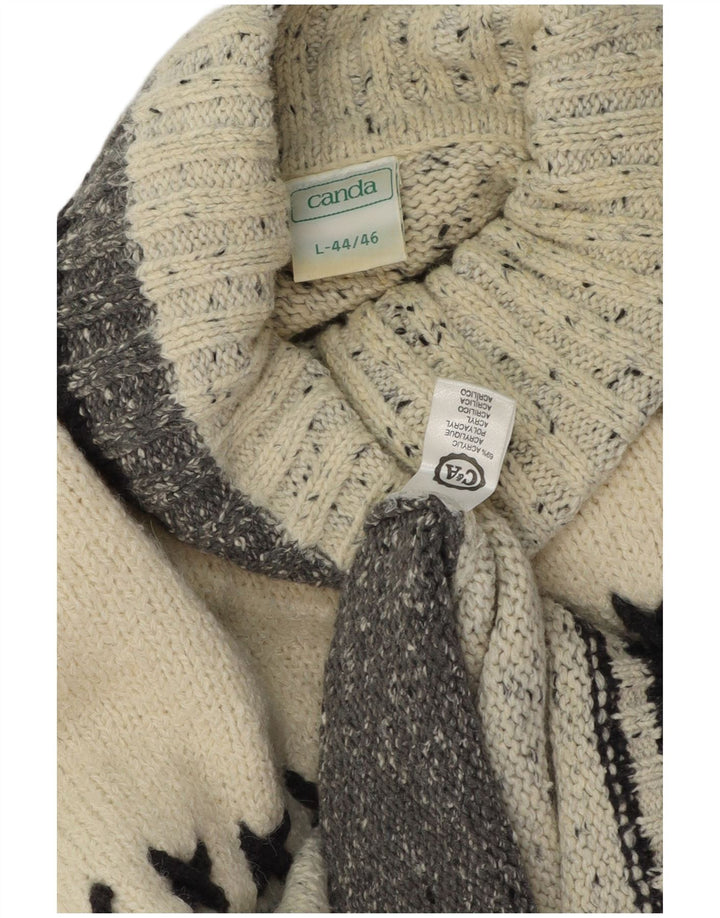 Canda Maglione da uomo con collo alto e maglione grande grigio a rombi/acrilico con diamanti