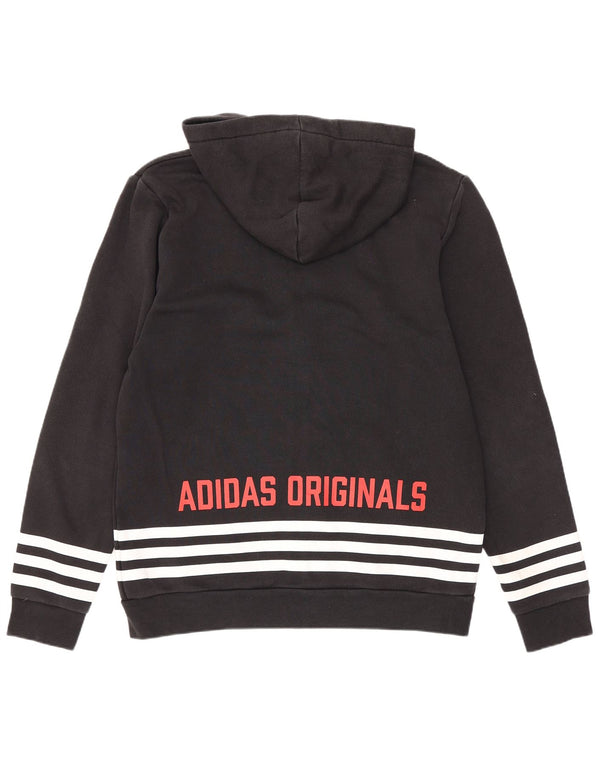 Felpa con cappuccio e zip grafica da uomo Adidas, media, in cotone nero, sportivo