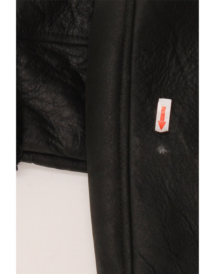 Cappotto in shearling vintage da donna EU 40 in pelle nera media