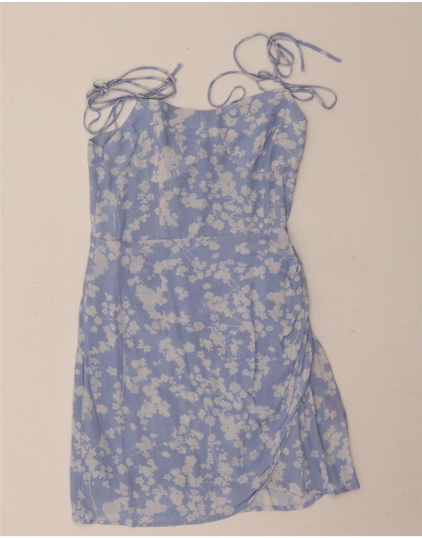 Mini abito sottoveste da donna Jack Wills UK 12 Viscosa floreale blu medio