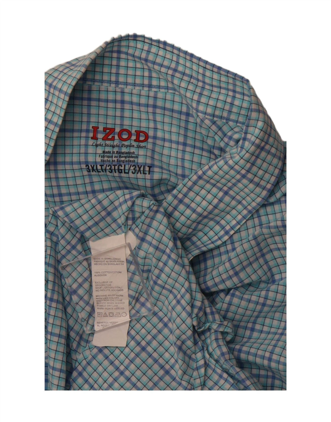 Camicia a maniche corte alta da uomo Izod 3XL in cotone a quadri blu