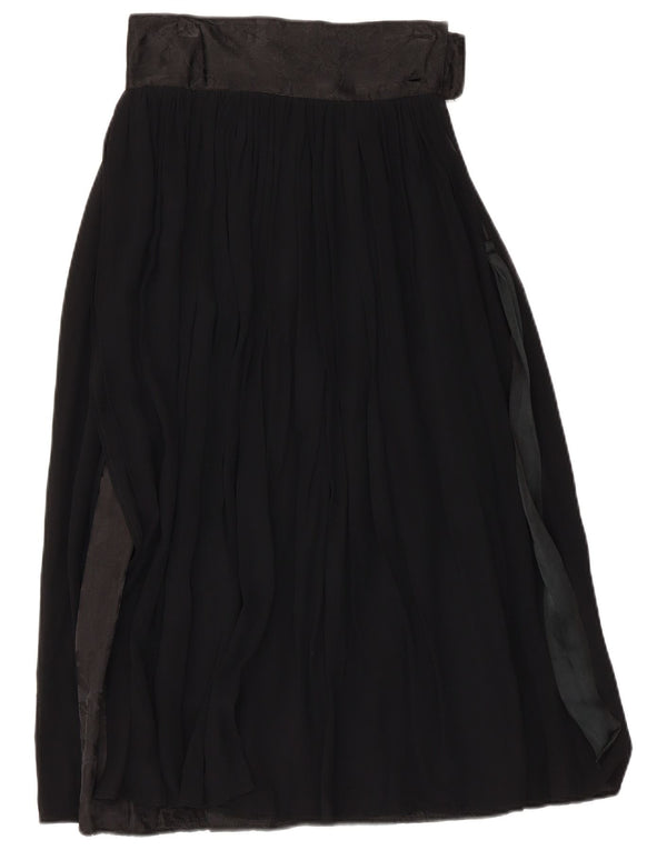 Gonna longuette a vita alta da donna vintage IT 42 media W26 viscosa nera