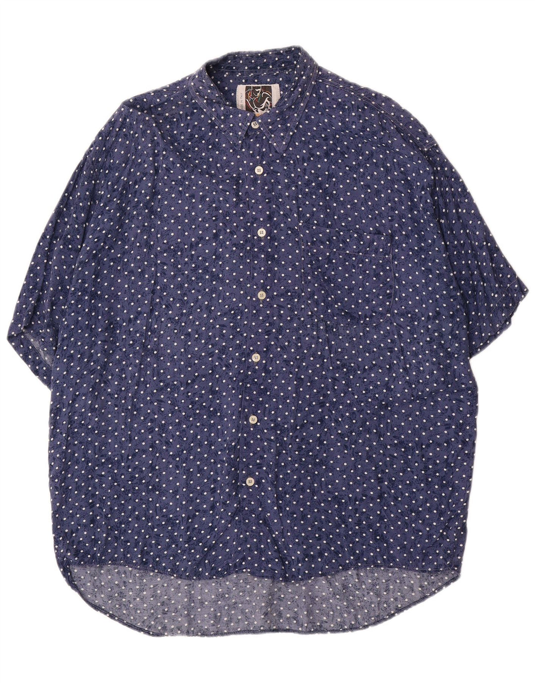 KANTAROS Camicia a maniche corte da uomo XL in viscosa maculata blu navy
