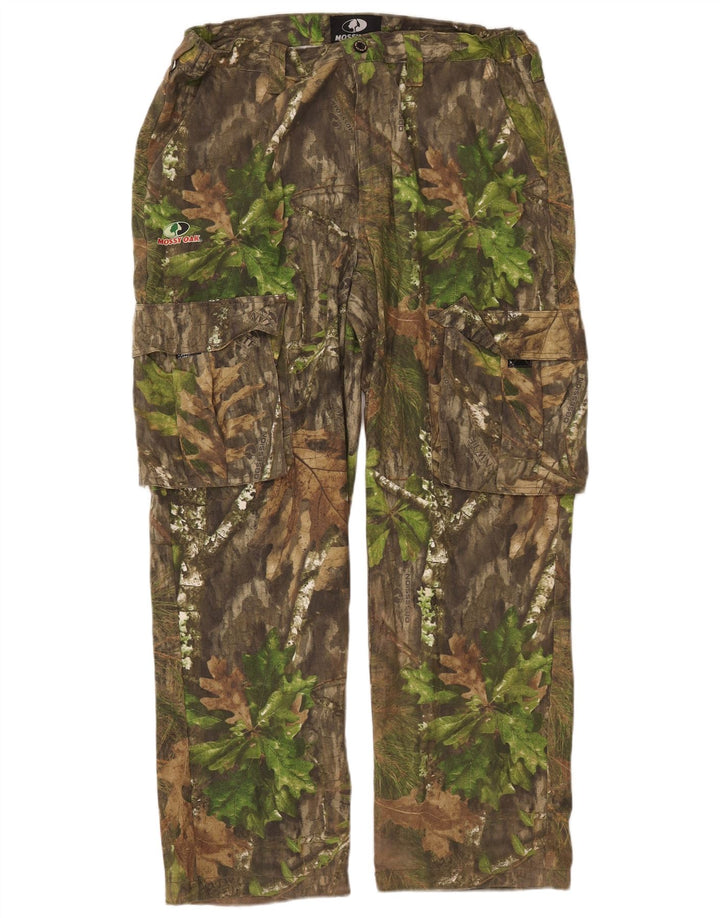 MOSSY OAK Pantaloni cargo dritti da uomo W38 L31 cotone mimetico kaki