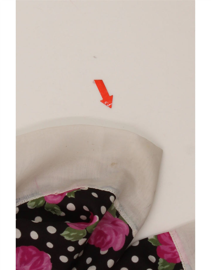 Abito aderente vintage da donna IT 46 Grande poliestere floreale nero