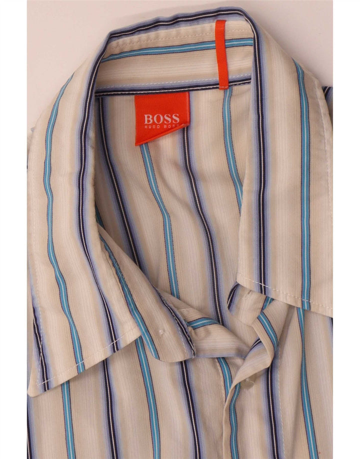 Camicia a maniche corte da uomo Hugo Boss in cotone a righe multicolore medio