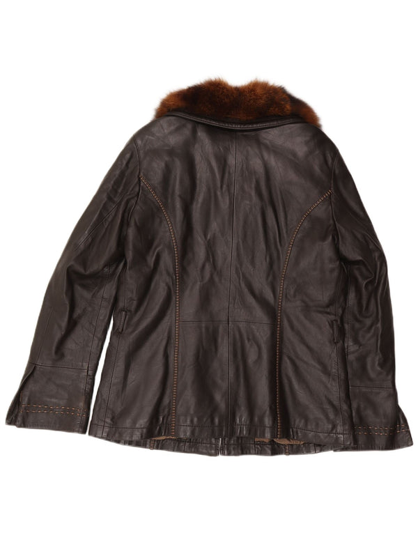 Mabrun Womens Leather Jacket IT 48 XL Black Leather