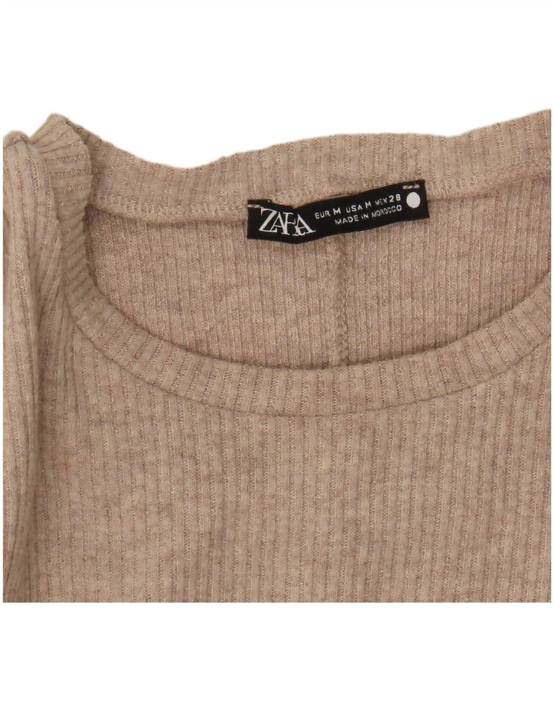 Vestito lungo a maniche lunghe da donna Zara UK 12 Beige medio