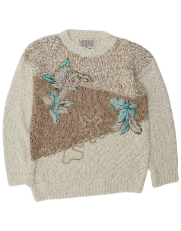 Maglione maglione girocollo da donna Paramour UK 16 Grande floreale multicolore
