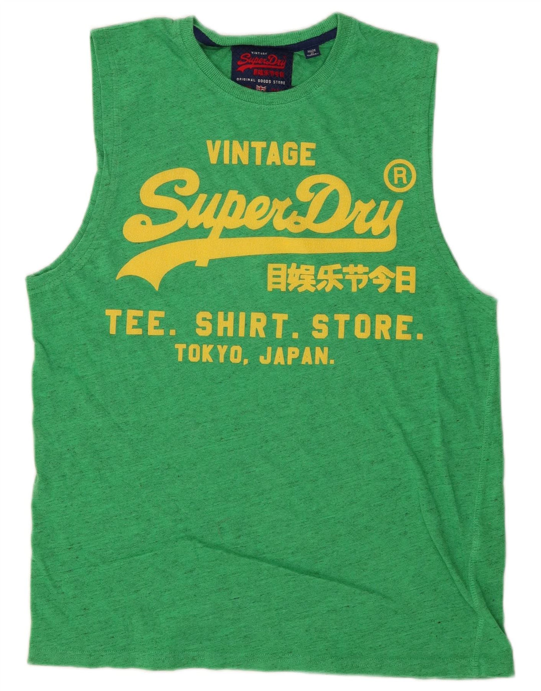 T-shirt grafica da uomo SUPERDRY Top grande in cotone chiazzato verde
