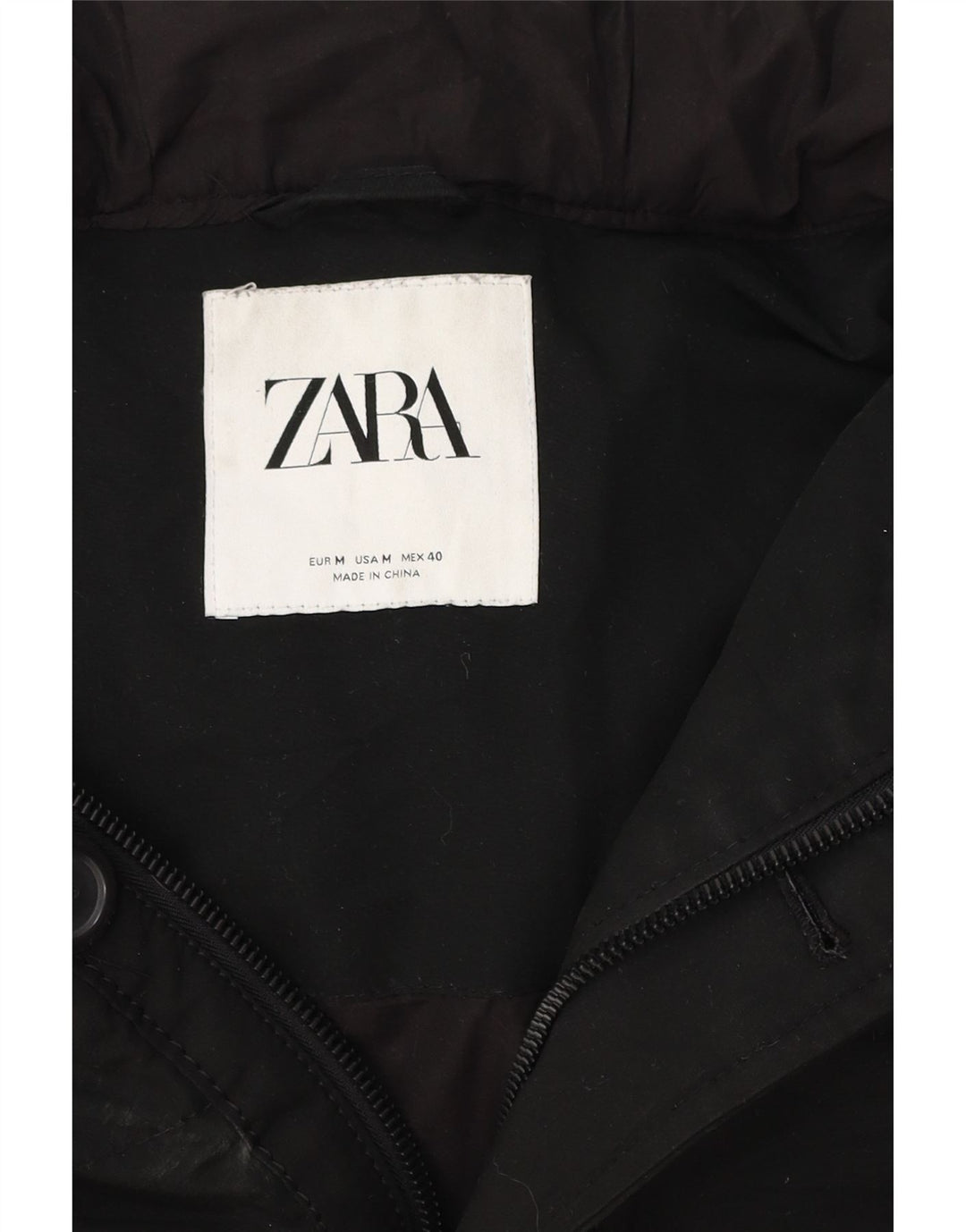 Giacca imbottita con cappuccio da uomo Zara UK 38 media nera