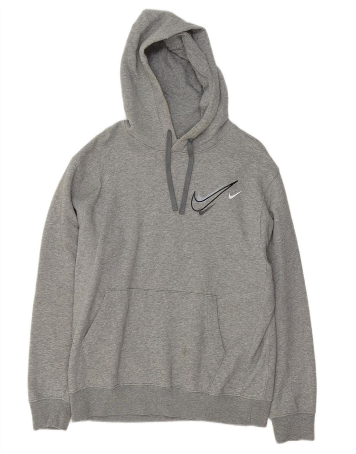 NIKE Felpa con cappuccio grafica da uomo in cotone grigio medio screziato