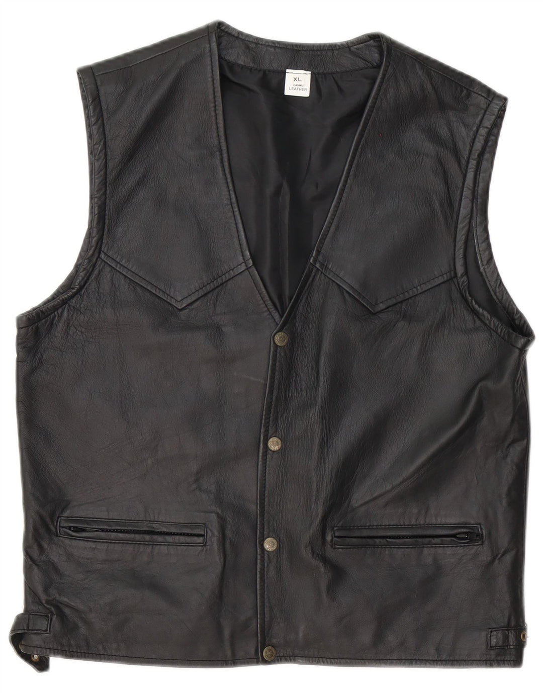 Gilet in pelle da uomo vintage UK 42 XL in pelle nera
