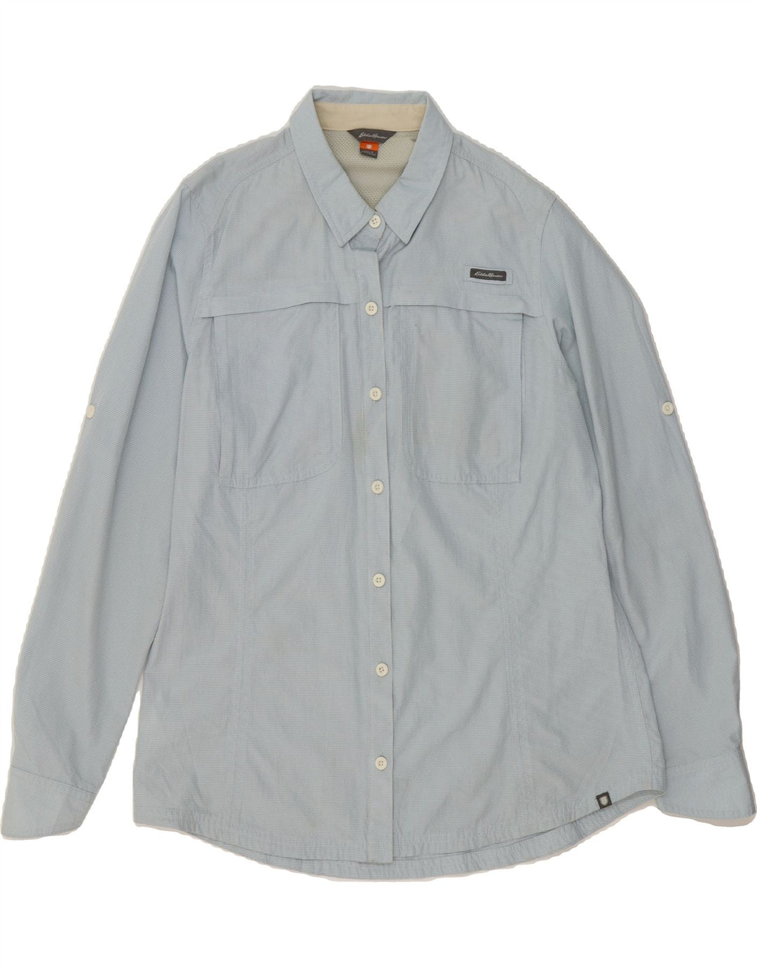EDDIE BAUER Womens Shirt UK 16 Large Blue Check Polyester Vintage Eddie Bauer and Second-Hand Eddie Bauer from Messina Hembry 