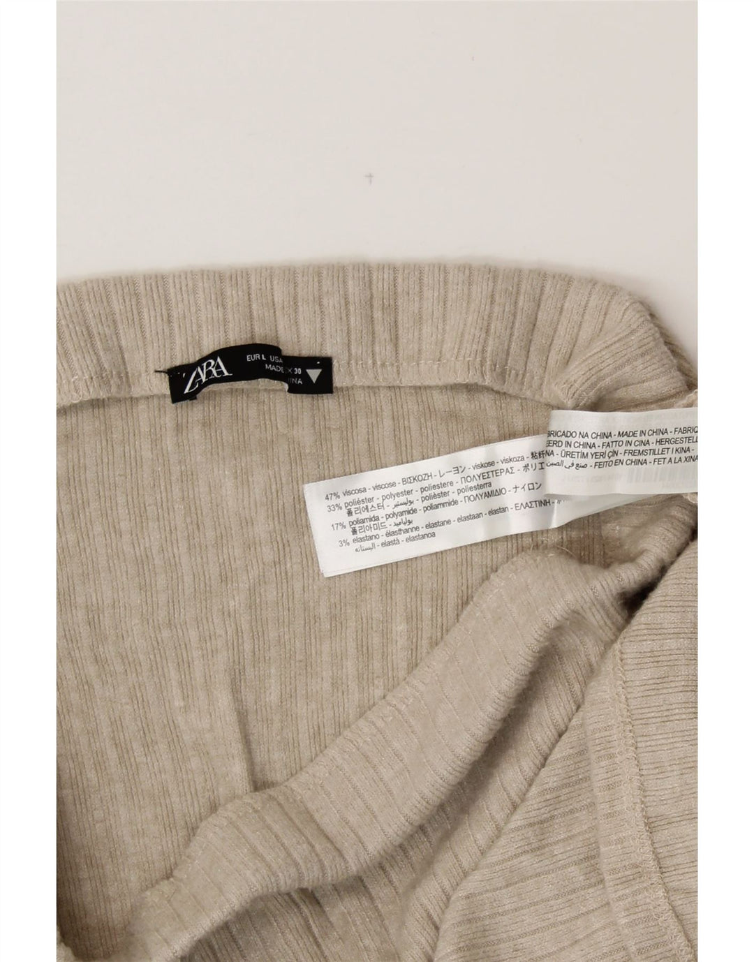 Gonna midi a vita alta da donna ZARA grande W30 in viscosa grigia