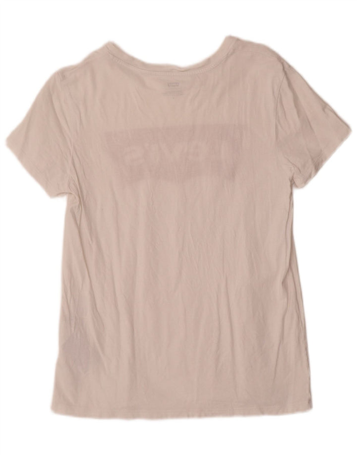 T-shirt grafica da donna Levi's Top UK 12 cotone bianco medio