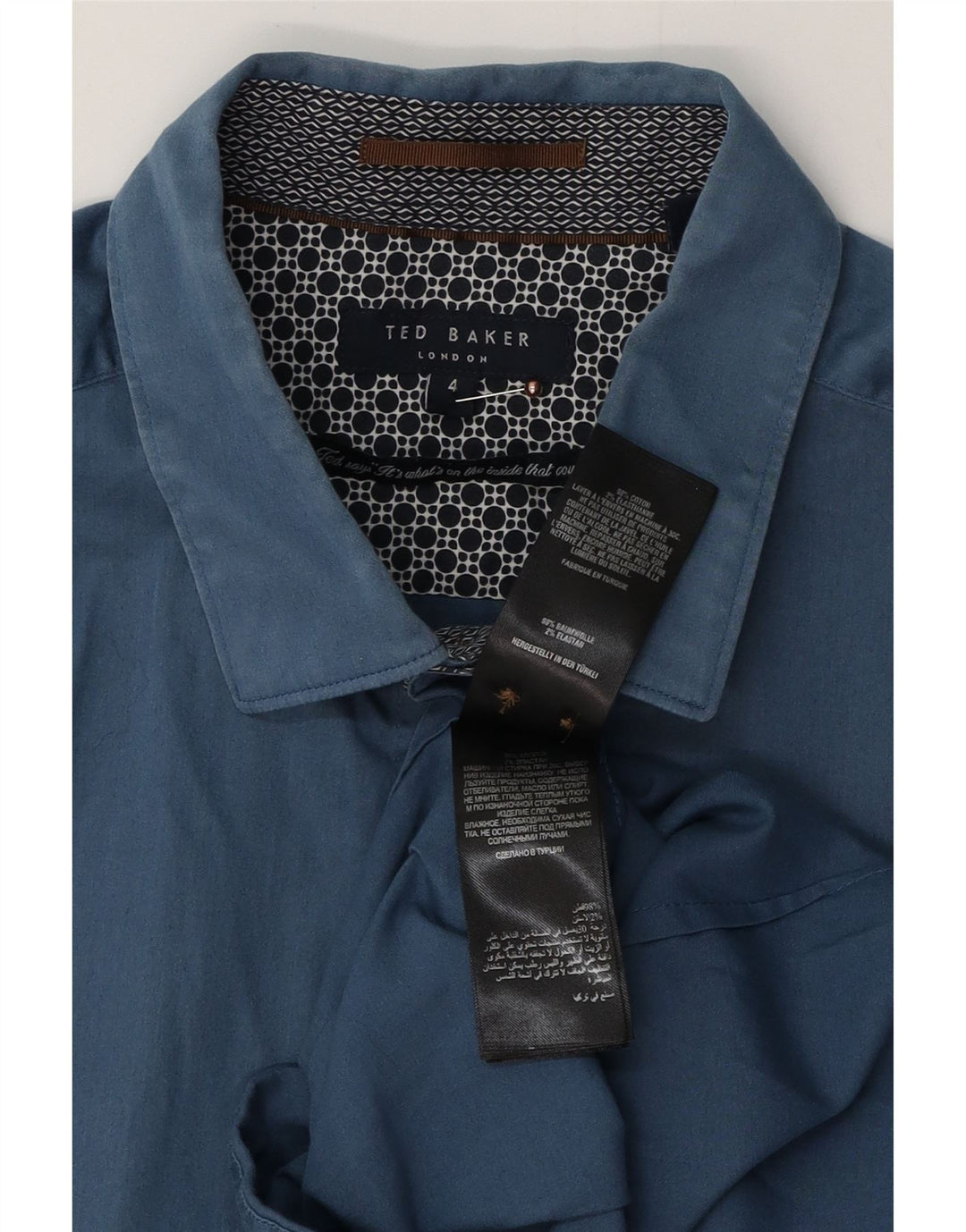 Camicia da uomo Ted Baker taglia 4 grande cotone blu