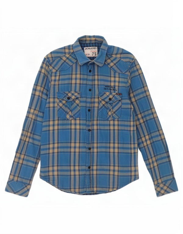 Camicia in flanella da donna Jack & Jones in cotone scozzese blu medio