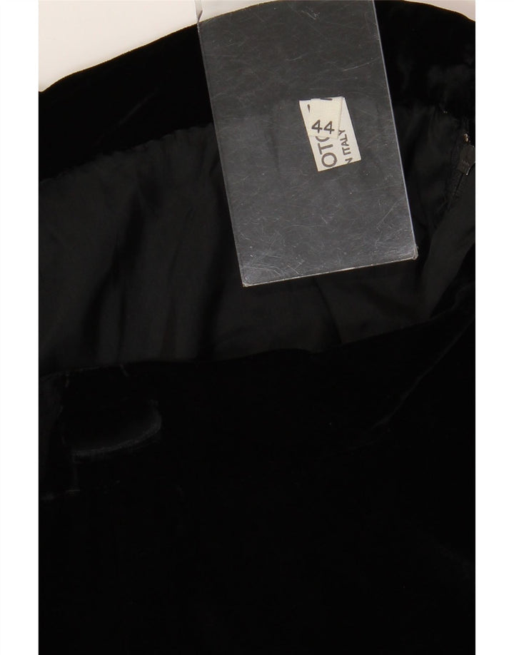 Gonna vintage da donna con volant IT 44 media W26 cotone color block nero