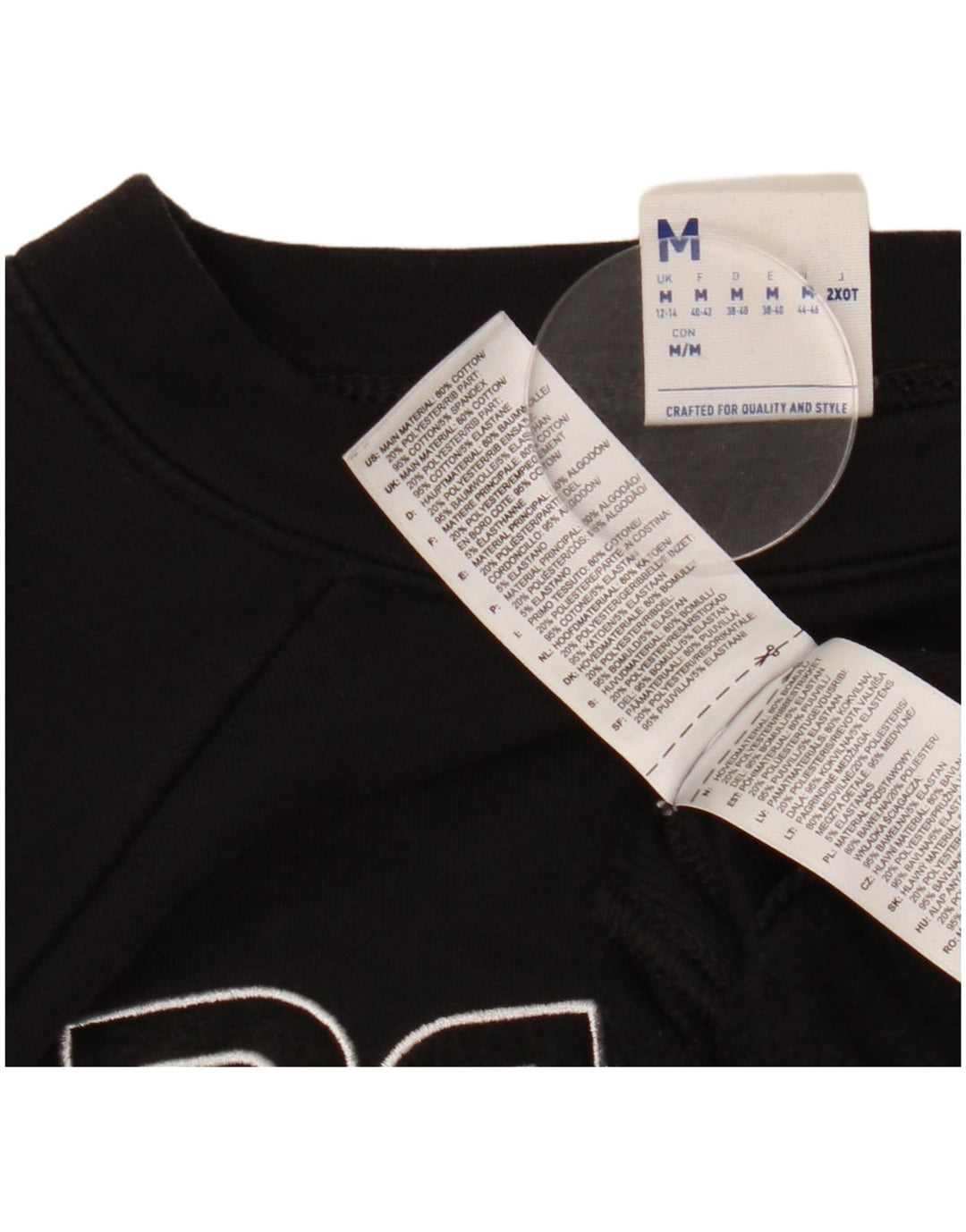 REEBOK Felpa con grafica da donna Maglione UK 14 Medio Nero Cotone