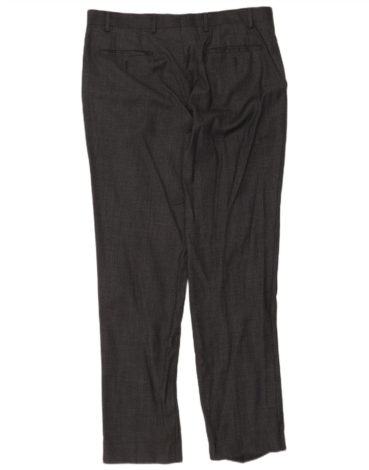 Pantaloni da abito dritti autografi da uomo Marks & Spencer W36 L33 in lana grigia