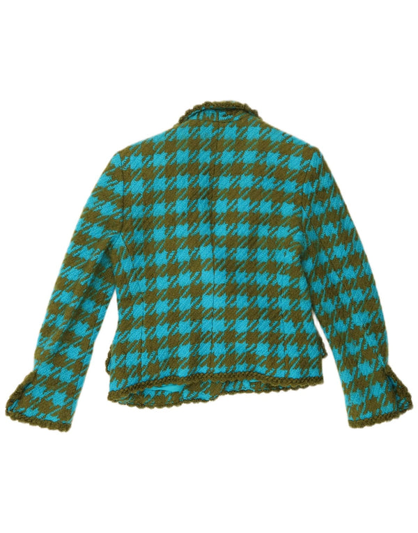Giacca blazer da donna a 1 bottone Carlisle UK 10 piccola lana pied de poule blu