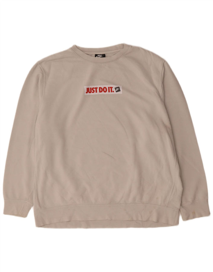 Felpa con grafica Nike da uomo, maglione 2XL, cotone bianco