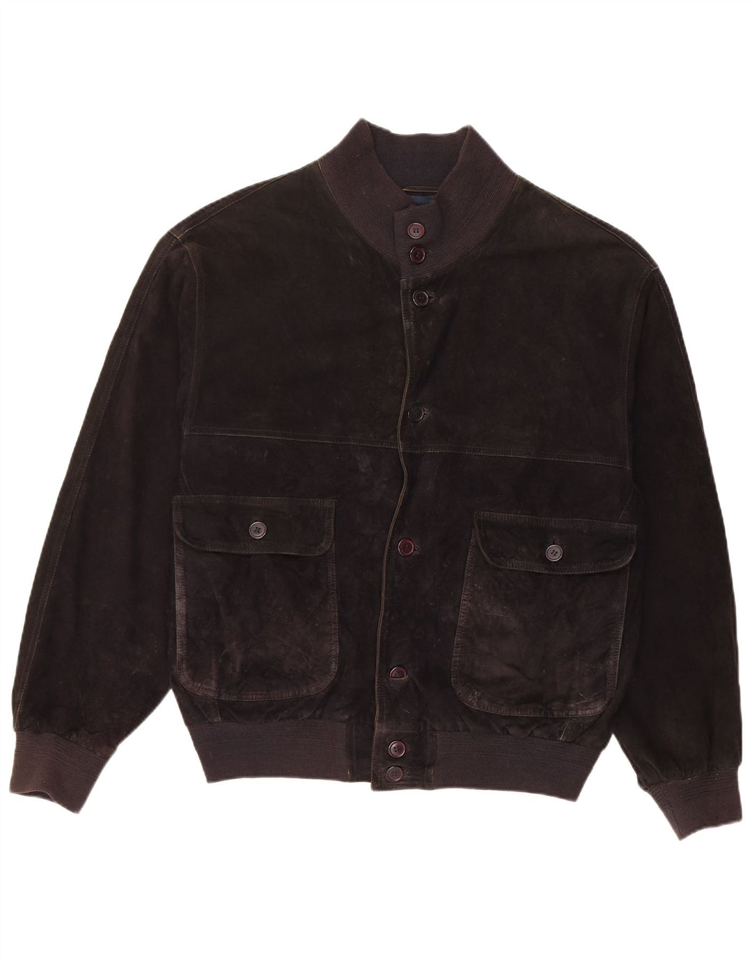 Giubbotto bomber vintage in pelle scamosciata da uomo IT 48 in pelle nera media