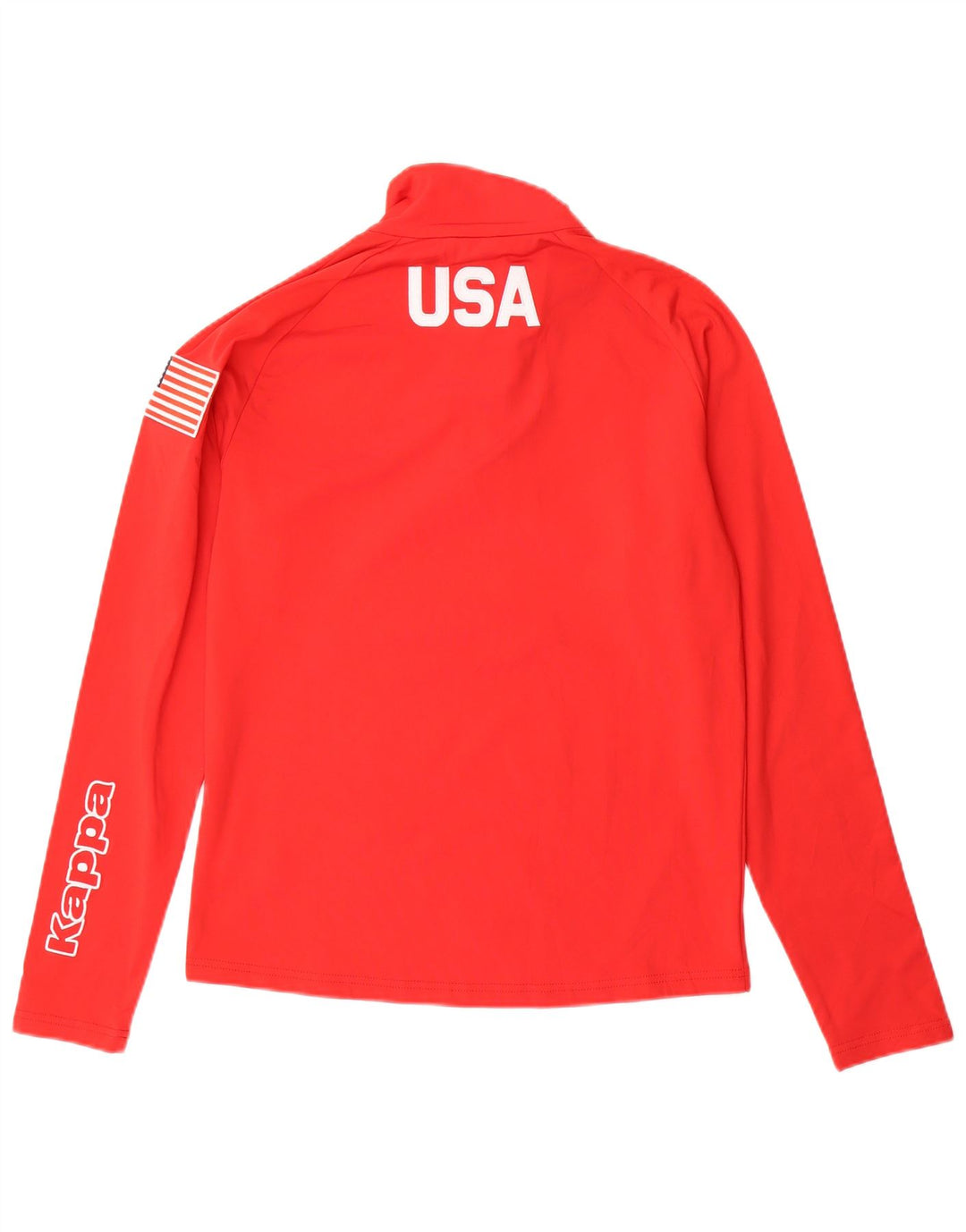 Top da tuta da uomo Kappa con grafica e collo con zip, colore rosso medio, poliestere