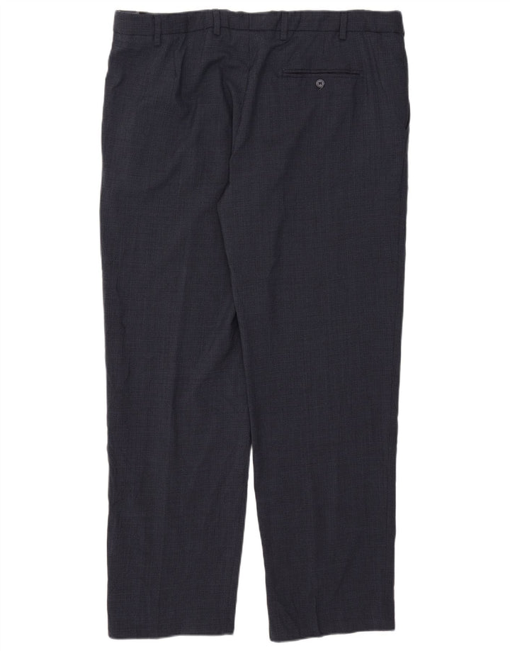 Pantaloni da abito regolari dritti Marks & Spencer da uomo W40 L31 Blu Navy