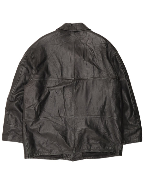 Giacca in pelle vintage da uomo IT 54 2XL Pelle nera