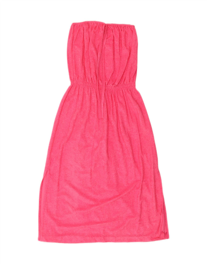 VINTAGE Womens Maxi Strapless Dress UK 12 Medium Pink Polyester Vintage Vintage and Second-Hand Vintage from Messina Hembry 