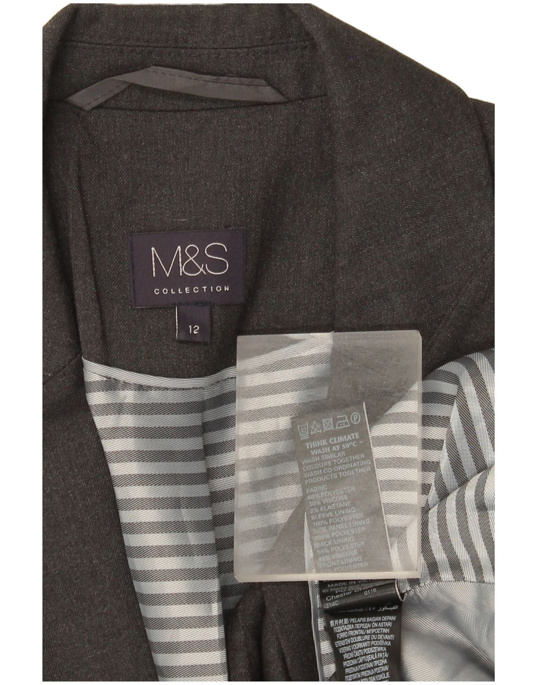 Giacca blazer a 1 bottone Marks & Spencer da donna UK 12 Poliestere grigio medio