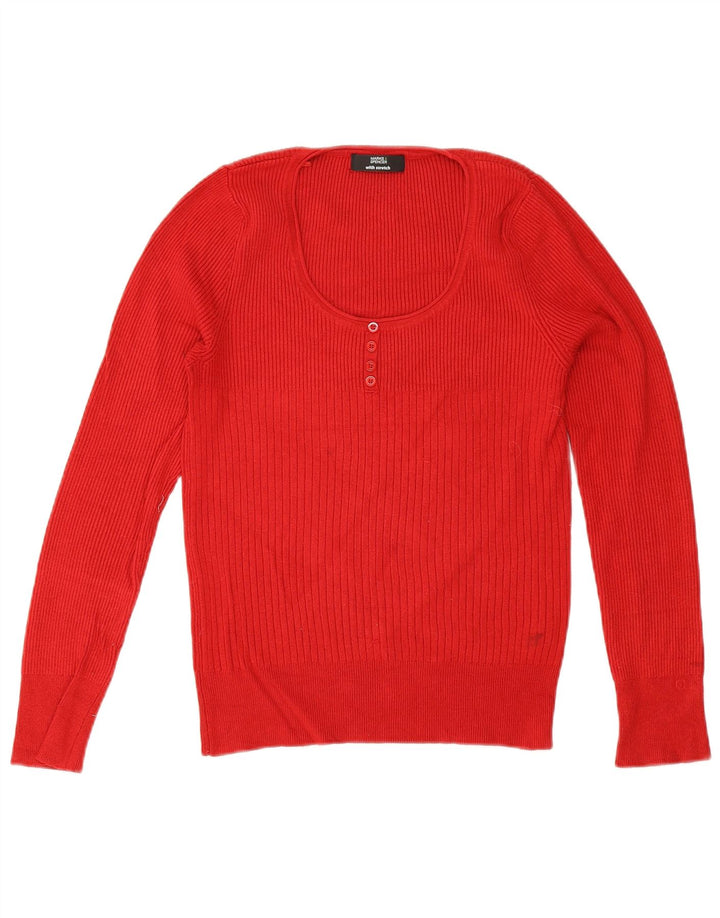 Maglione da donna Marks & Spencer con scollo a barca UK 12 Viscosa rossa media