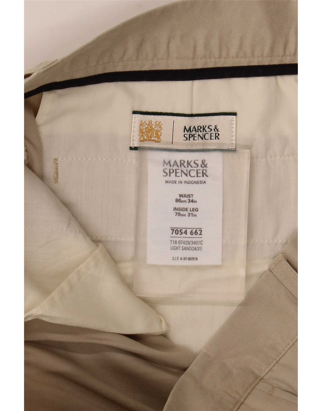 Pantaloni chino con pegging da uomo Marks & Spencer W34 L31 Lyocell beige