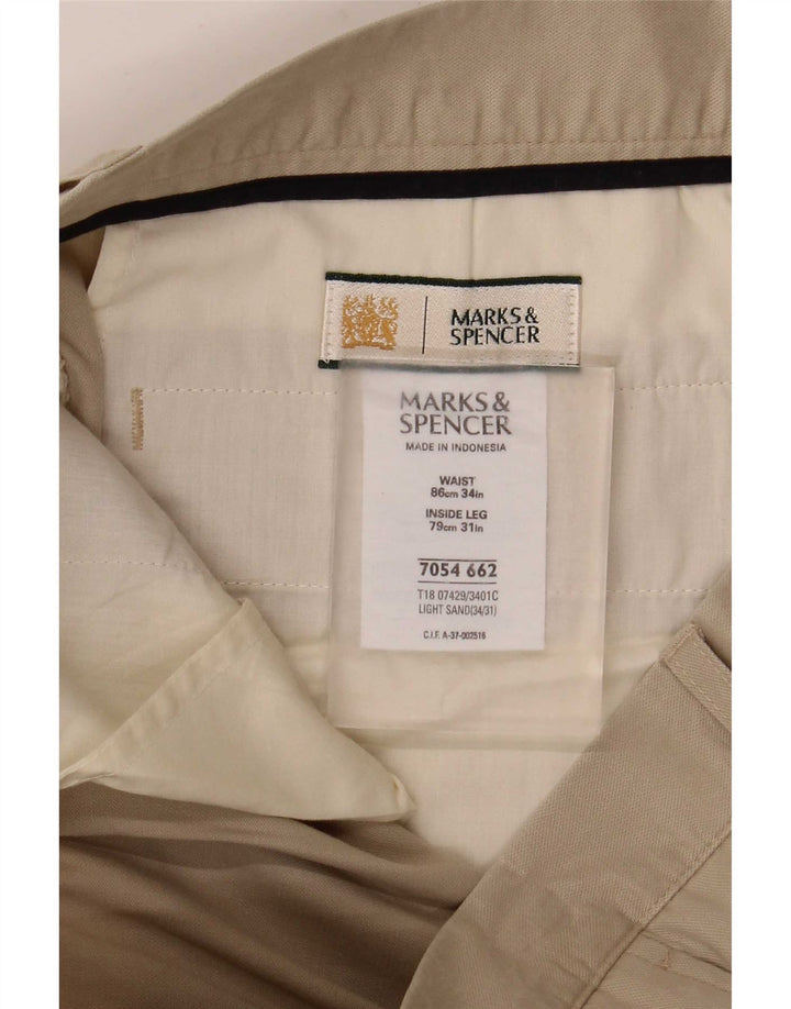 Pantaloni chino con pegging da uomo Marks & Spencer W34 L31 Lyocell beige