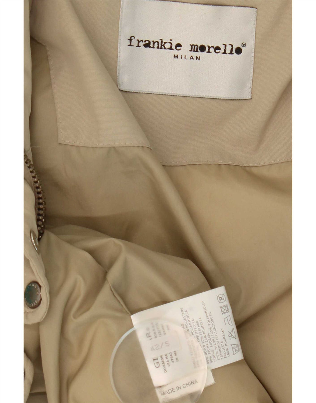 Giacca imbottita con cappuccio da donna Frankie Morello IT 42 Small Beige Poliestere