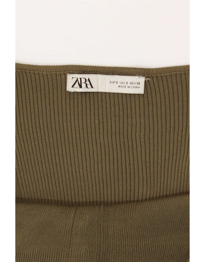 Top corto a maniche lunghe da donna Zara UK 8 Small verde
