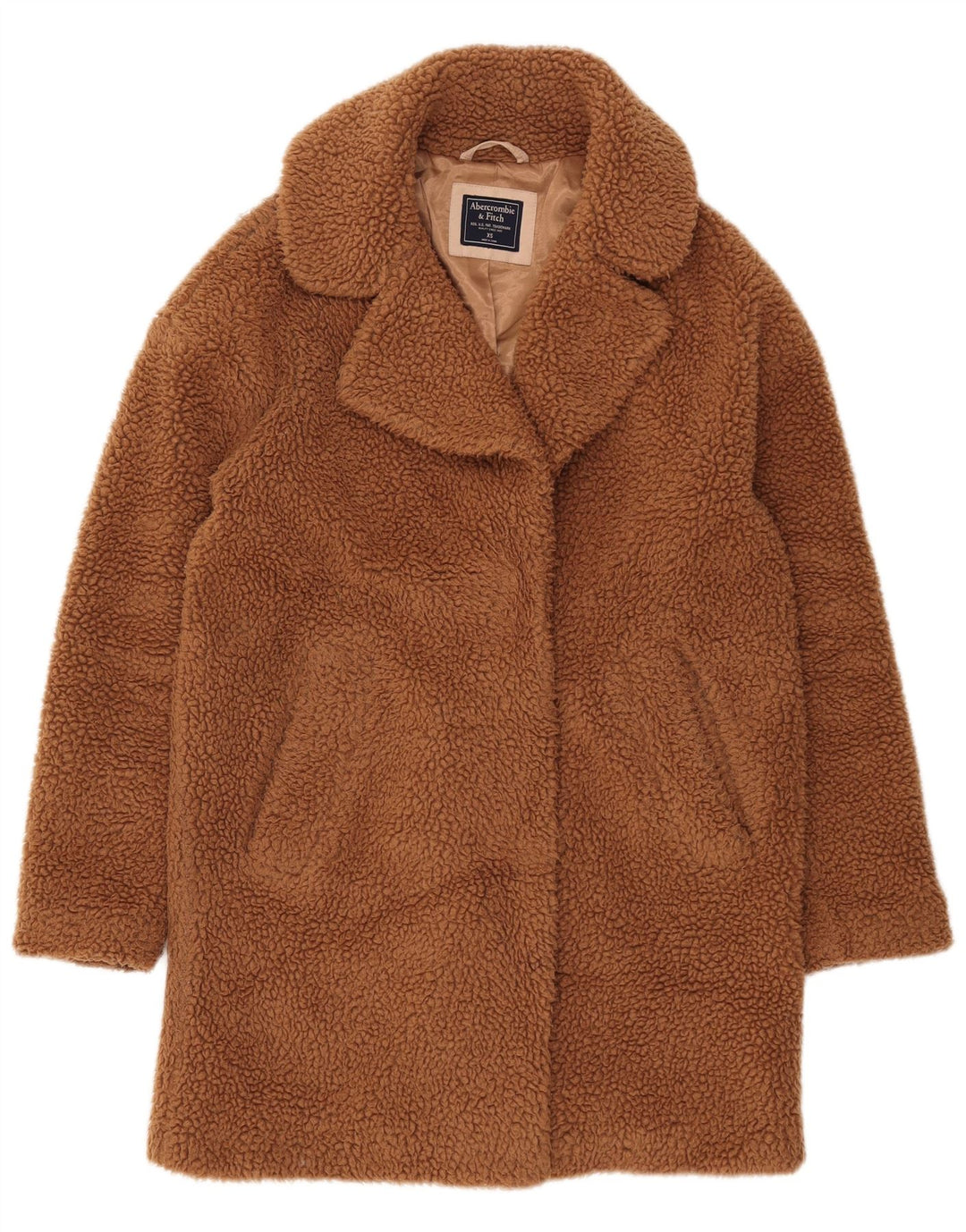 Cappotto oversize Teddy da donna Abercrombie & Fitch UK 6 XS Poliestere marrone