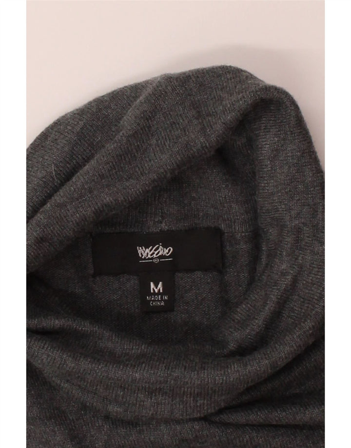 MOSSIMO Womens Longline Roll Neck Jumper Sweater UK 12 Medium Grey Nylon Vintage Mossimo and Second-Hand Mossimo from Messina Hembry 