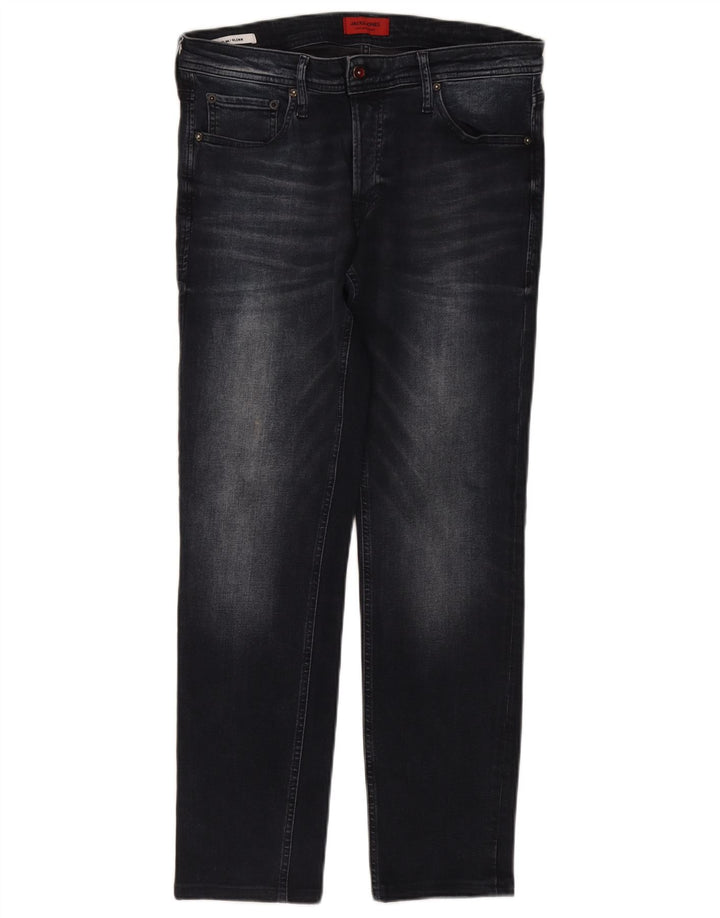Jack & Jones Uomo GLENN Slim Jeans W33 L32 Blu Navy Cotone