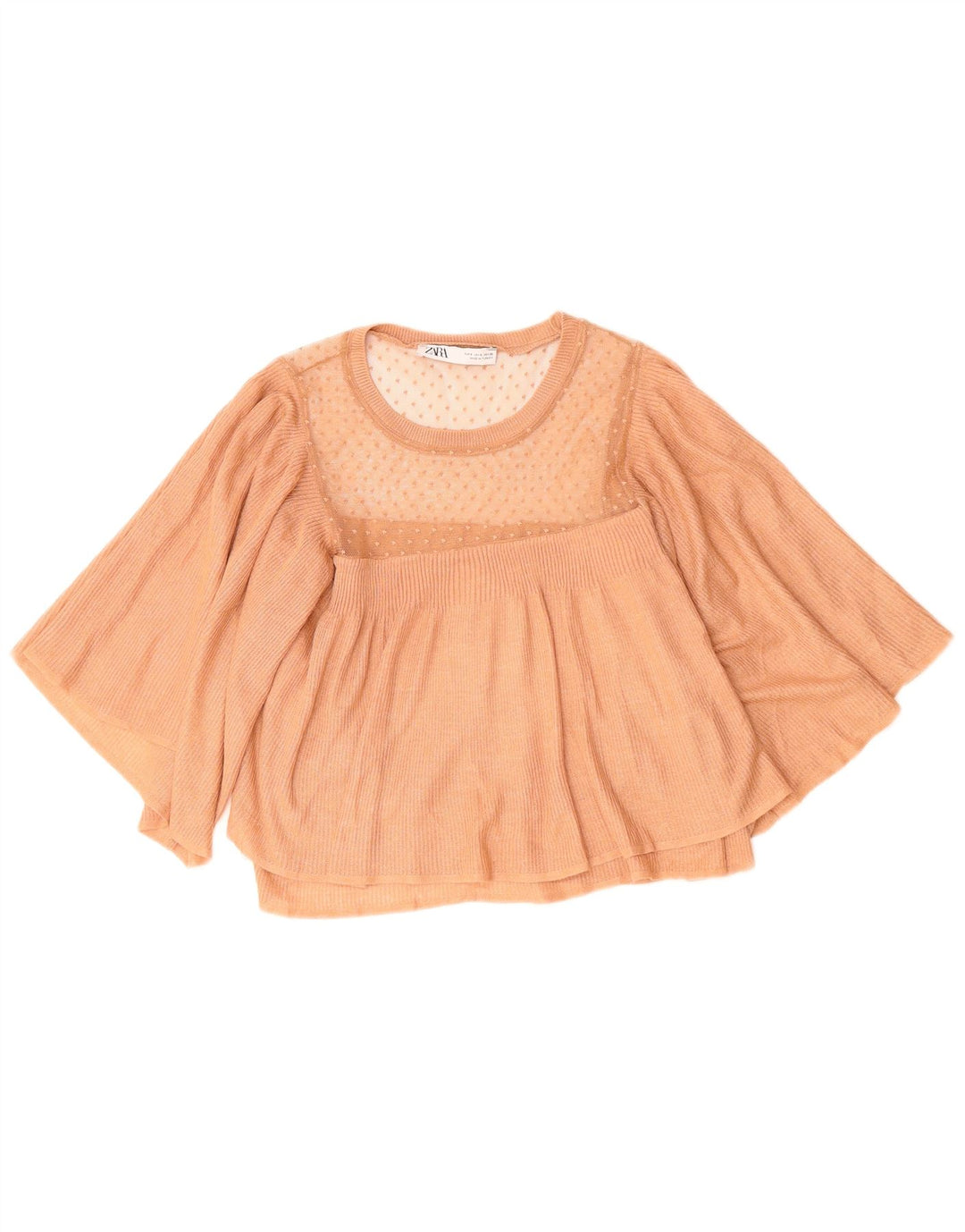 Top ZARA da donna in maglia corta in maglia UK 10 piccolo marrone